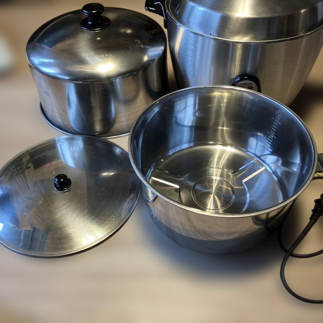 日本未発売TATUNG 大同電鍋　15合オールステンレス　高蓋つき　保温調理鍋