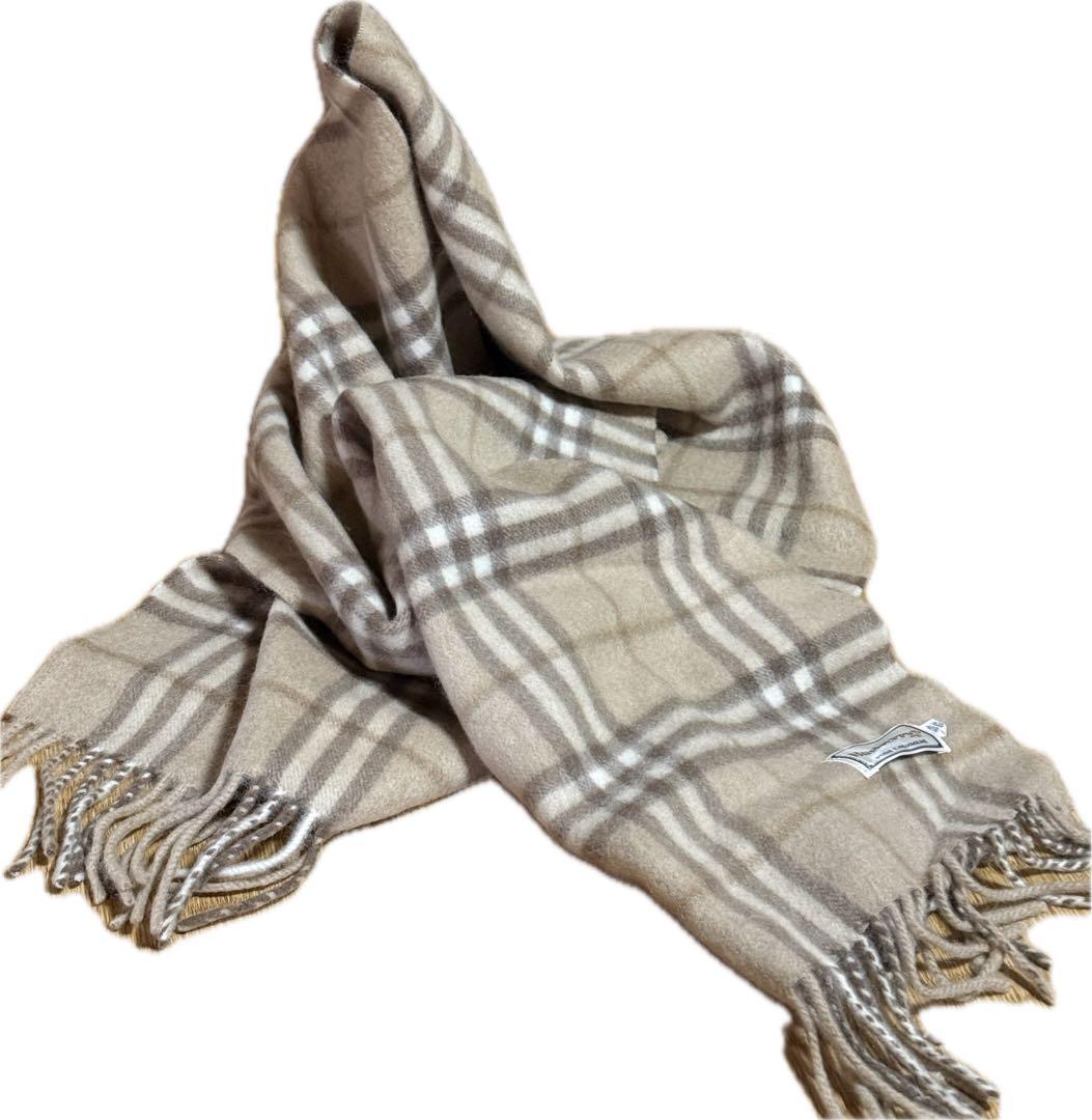 美品　Burberrys カシミヤ マフラー ベージュ チェック