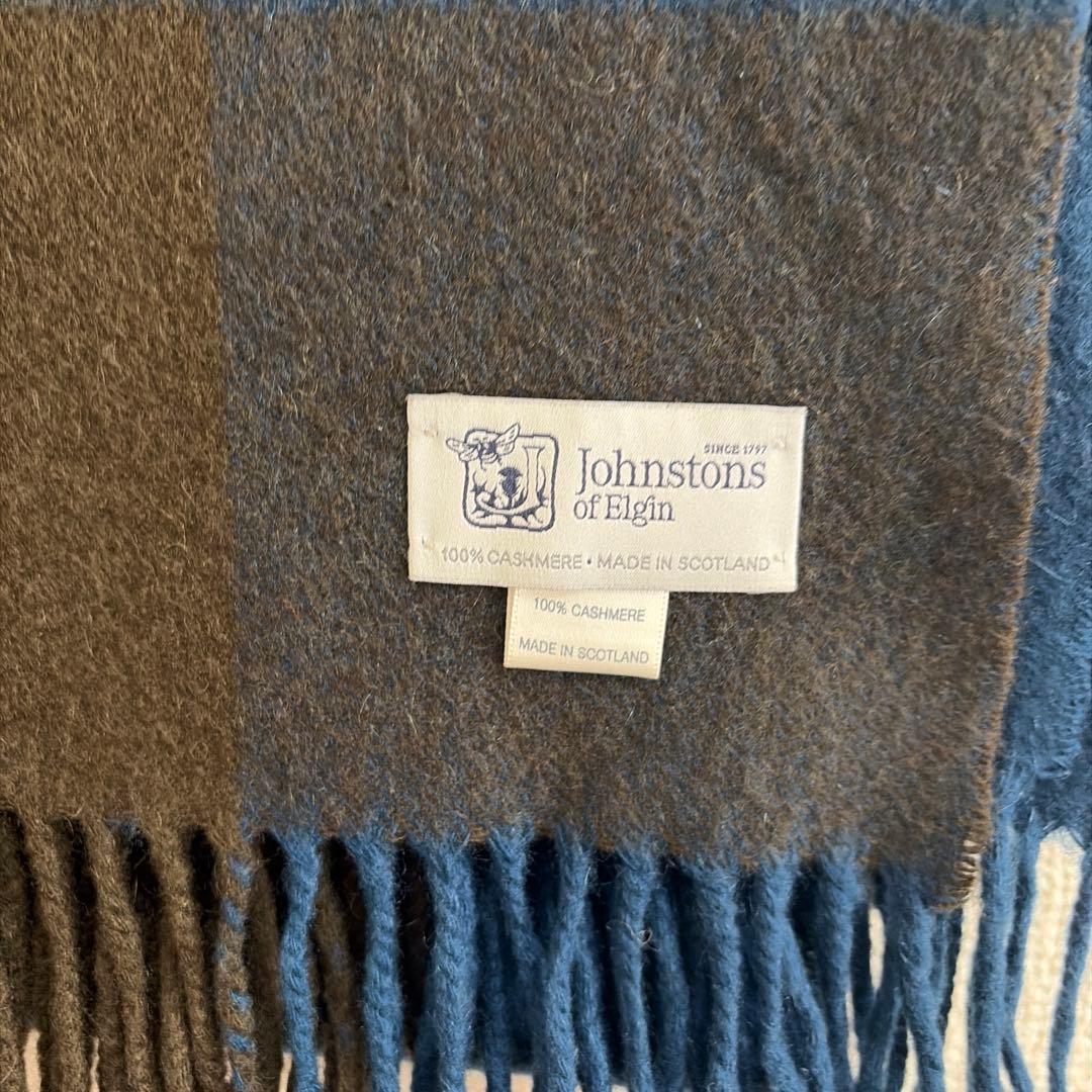 ジョンストンズ 大判　カシミヤストール　ブロックチェック　別注　限定