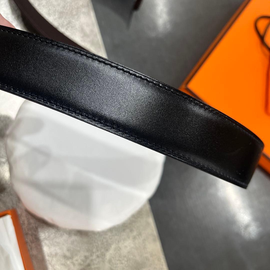 HERMES ブラックレザーベルト H型バックル