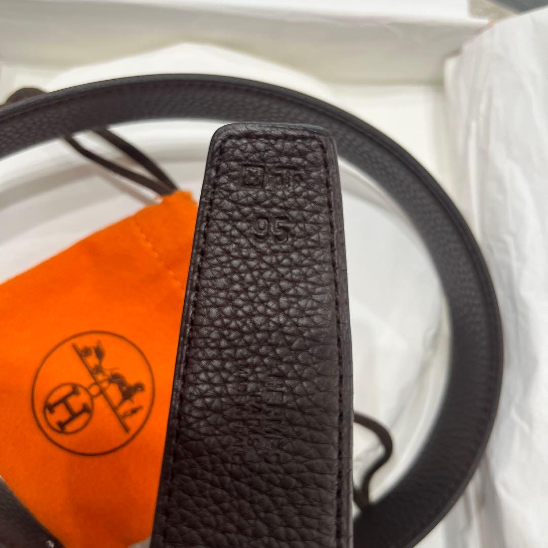 HERMES ブラックレザーベルト H型バックル