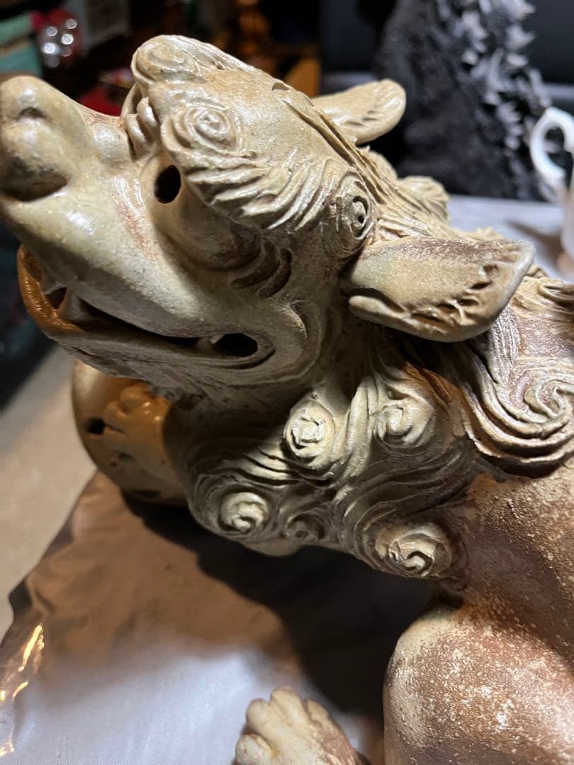 狛犬、備前焼狛犬、古備前獅子、獅子、35センチ狛犬、縁起置物、魔除け置物