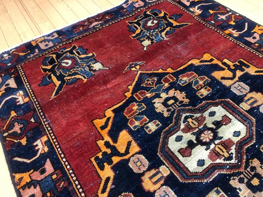 ペルシャ絨毯 ヴィンテージラグ 198×130cm 手織り オールドpersia
