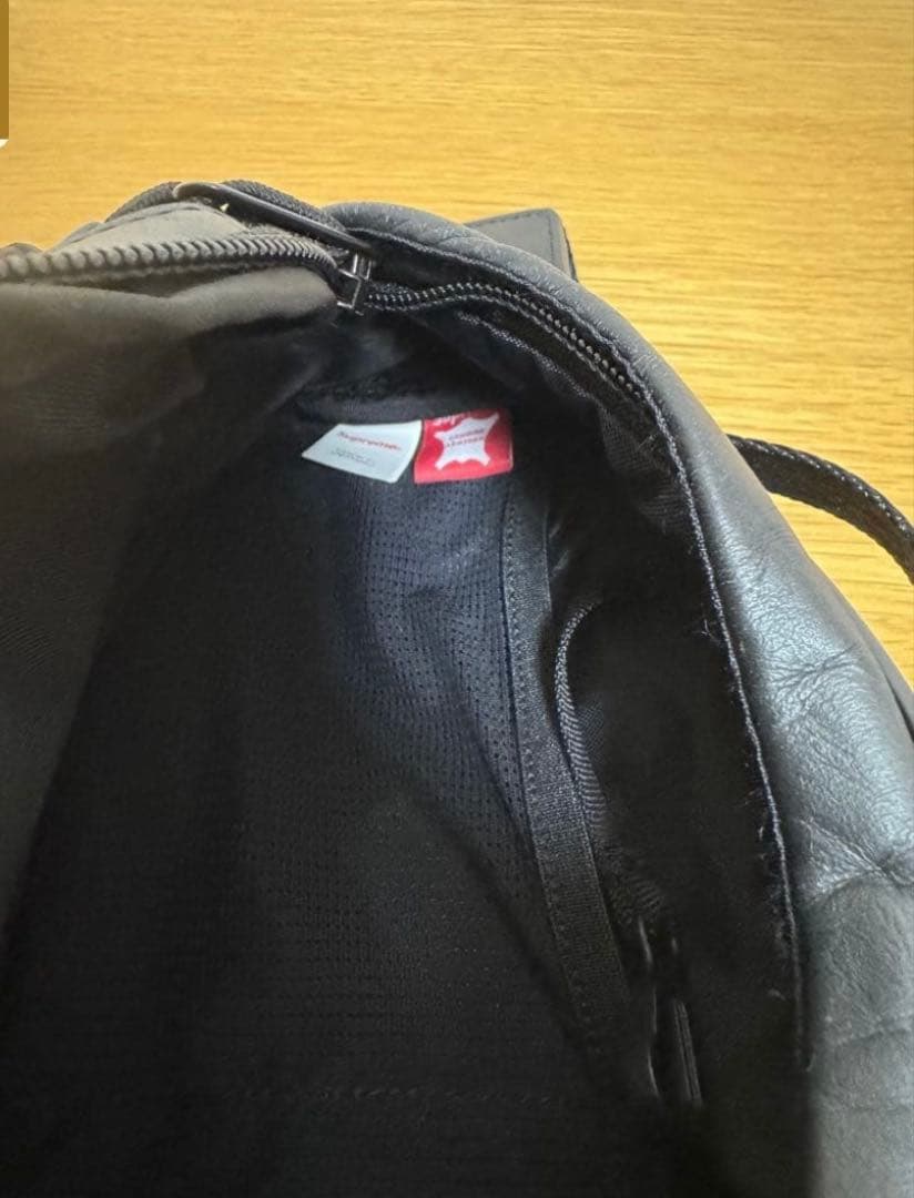 Supreme ブラック ボディバッグ　ウエストバック24AW　レザー