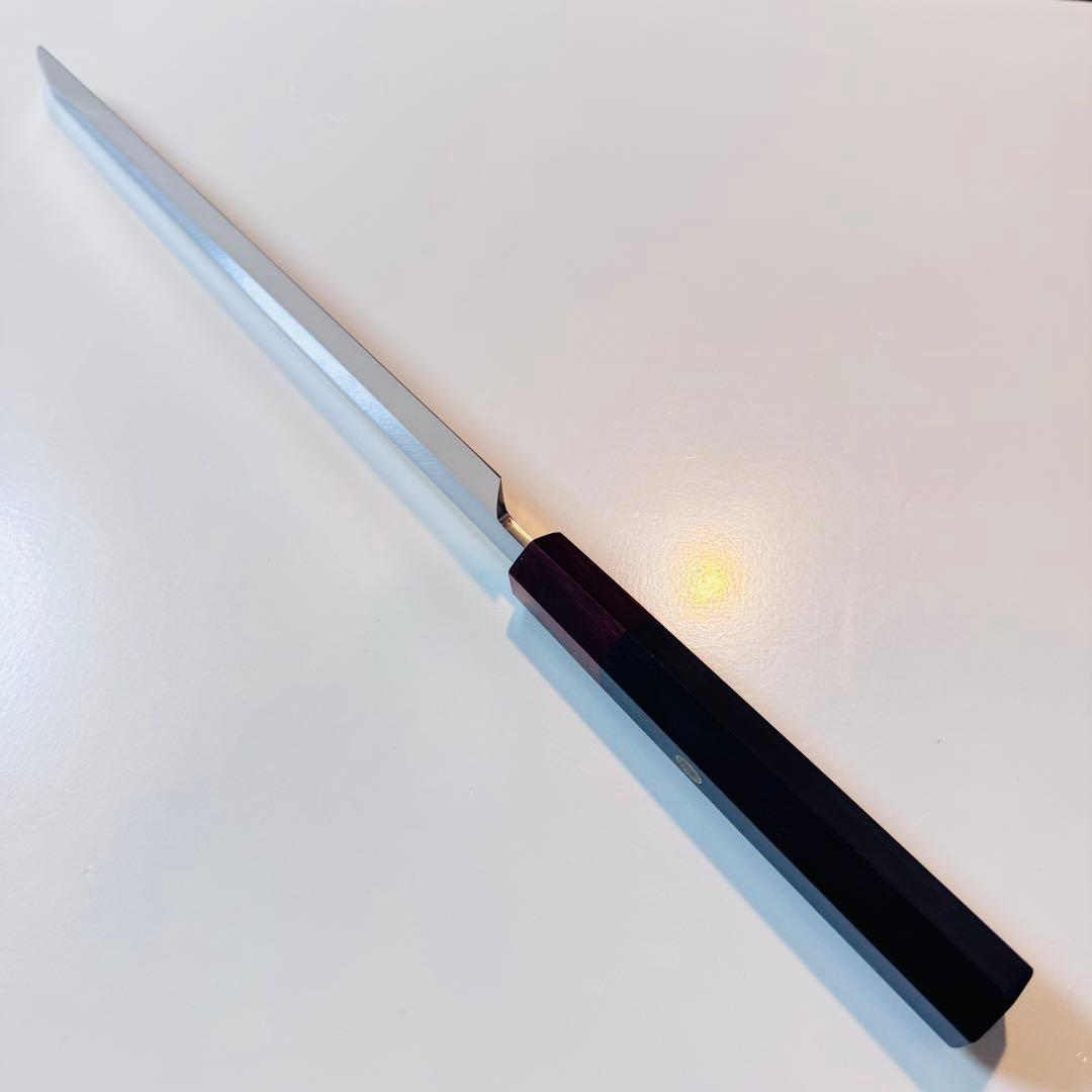 270mm 先丸　柳刃包丁 鏡面　黒檀紫檀八角柄 刺身包丁 全鋼
