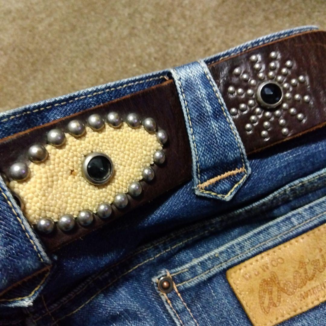 36inch Overlay Peanut スティングレイ スタッズベルト 茶芯