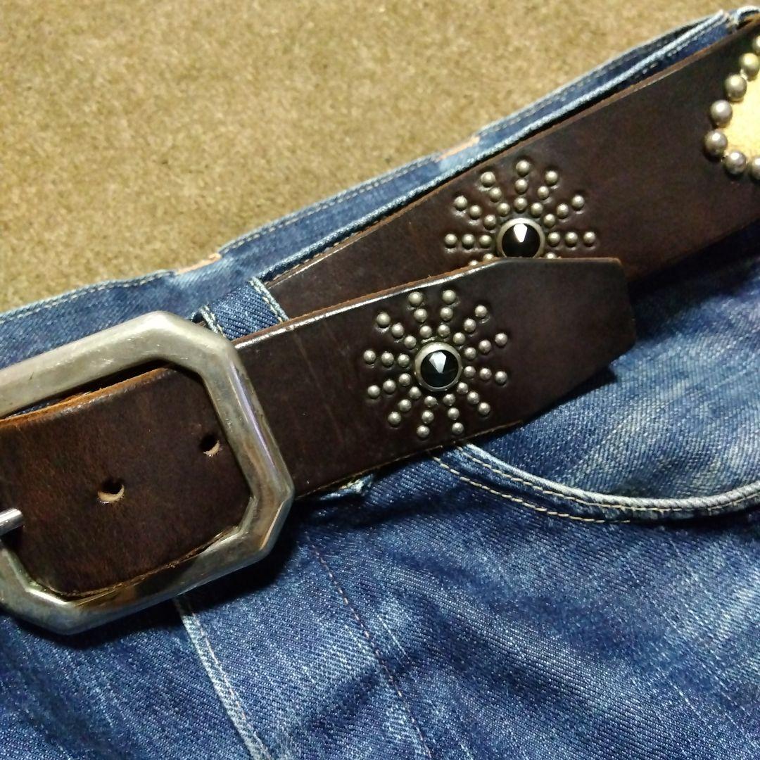 36inch Overlay Peanut スティングレイ スタッズベルト 茶芯