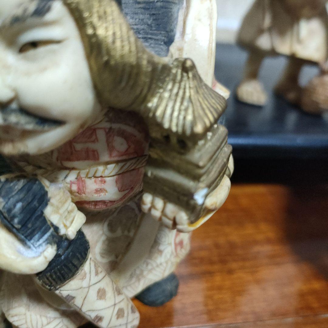 【縁起物】七福神 練り物 置物 細密彫刻 6体セット