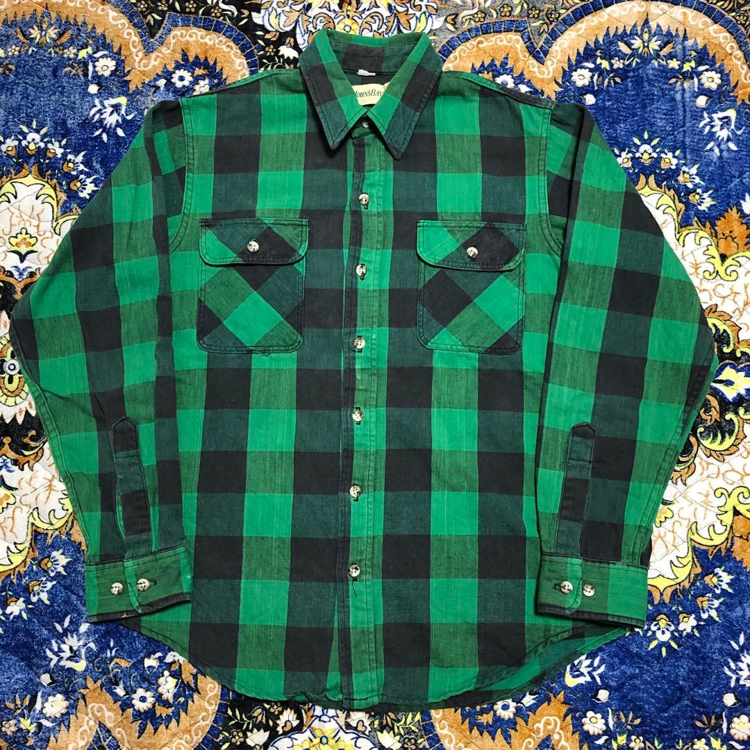 セントジョンズベイ　ネルシャツ　ブロックチェック　グリーン　USA製