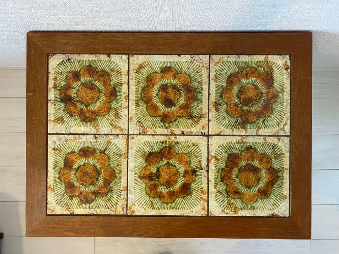 北欧 ビンテージ タイル テーブル 花 チーク