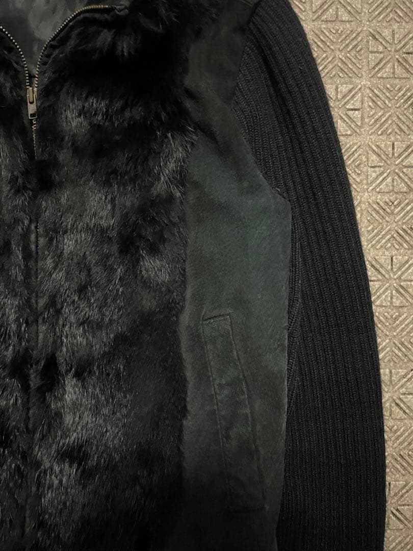 Y2K opium dark wear black fur knit 裏原 平成
