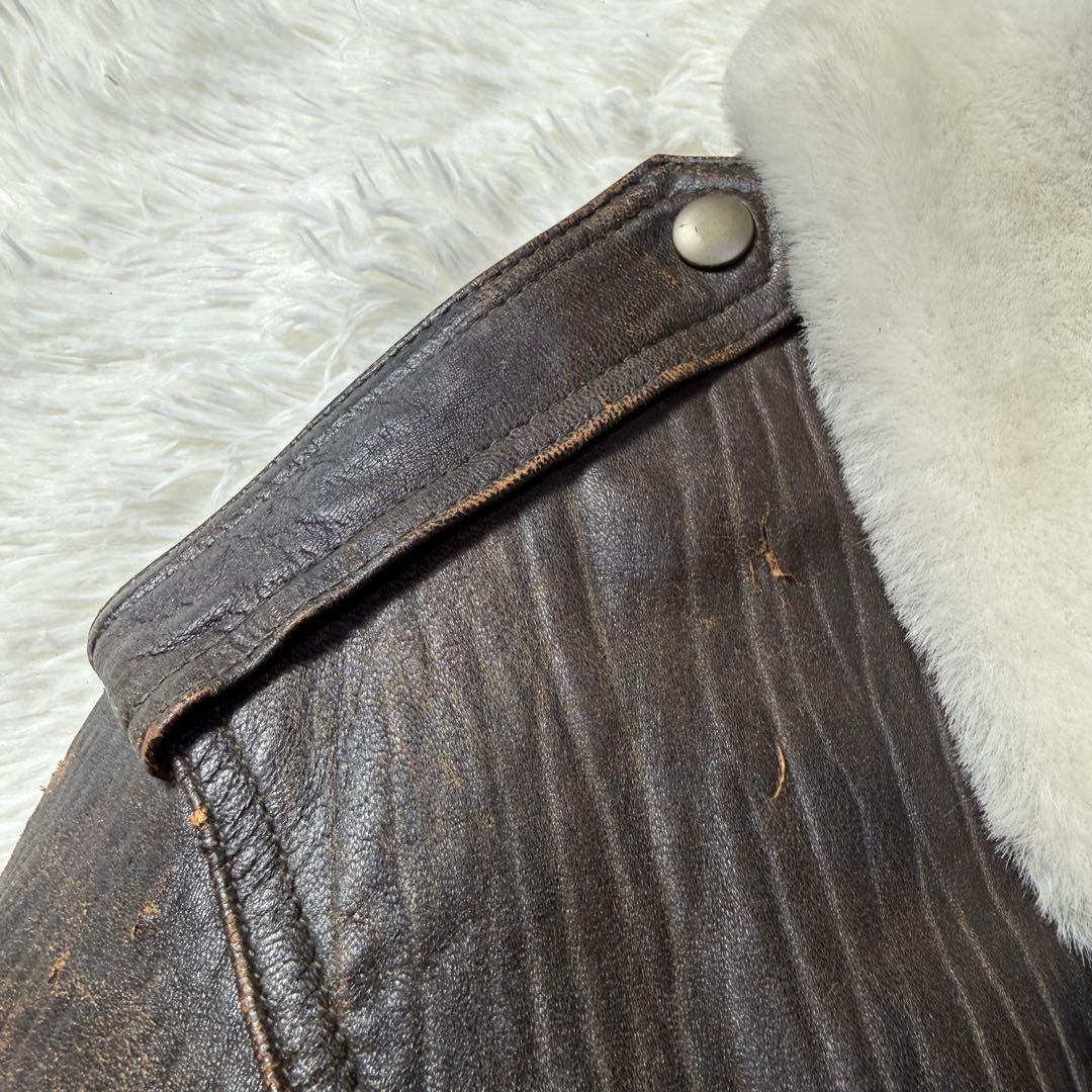 90s vintage G-1 フライトレザージャケット L 襟ボア・中綿入り！