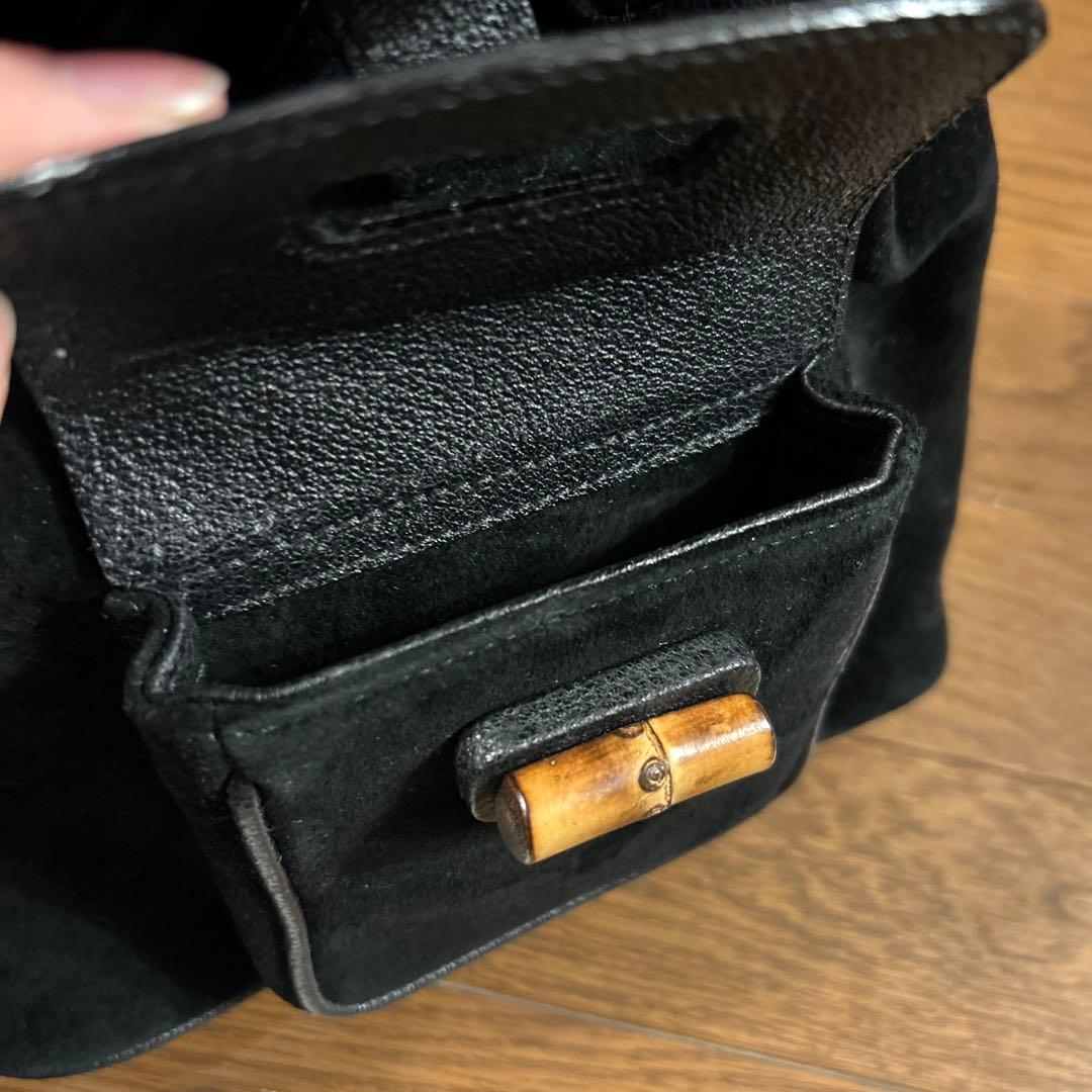 GUCCI bamboo スエード・レザーリュック