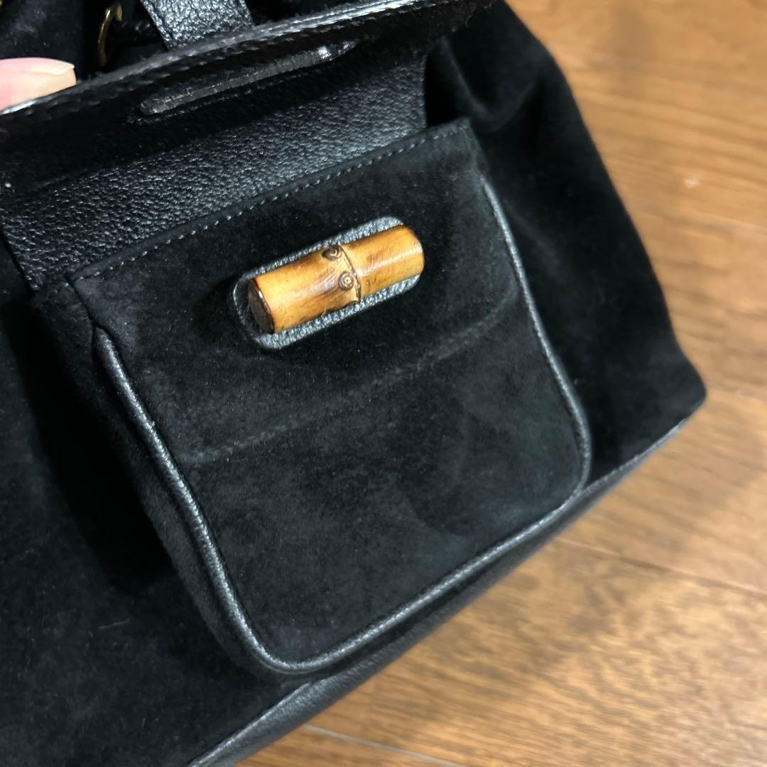 GUCCI bamboo スエード・レザーリュック