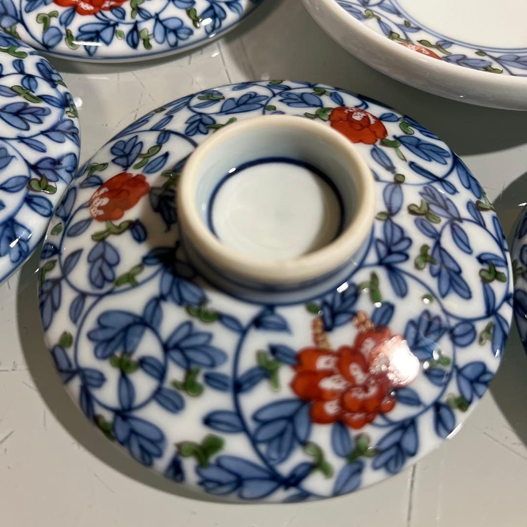 源右衛門　唐草牡丹　蒸し茶碗5客（H）