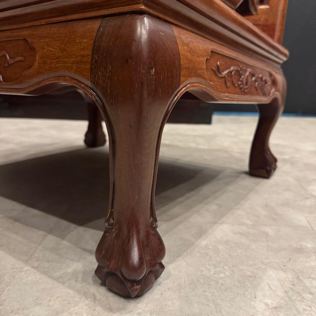 【豪華】花梨材 アームチェア 葡萄柄彫 ブドウ柄 アジアンヴィンテージ 在庫2脚