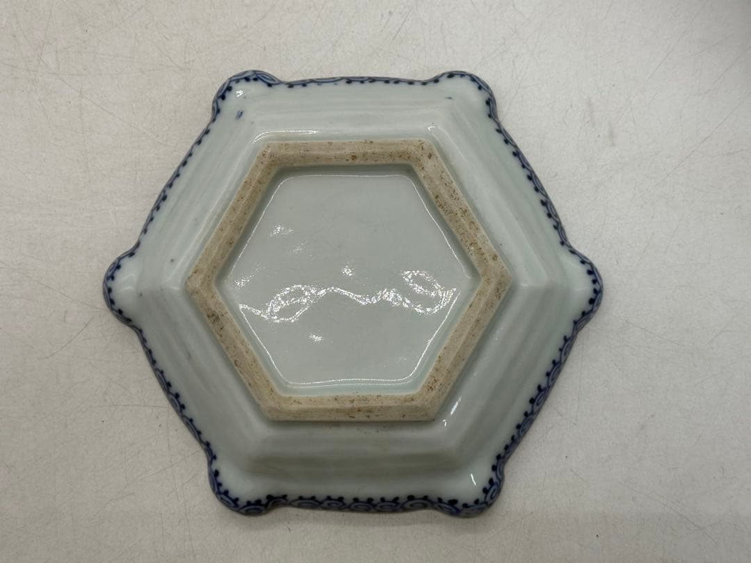 明時代　古染　染付山水人物紋角皿6点　古渡　送料込み251221