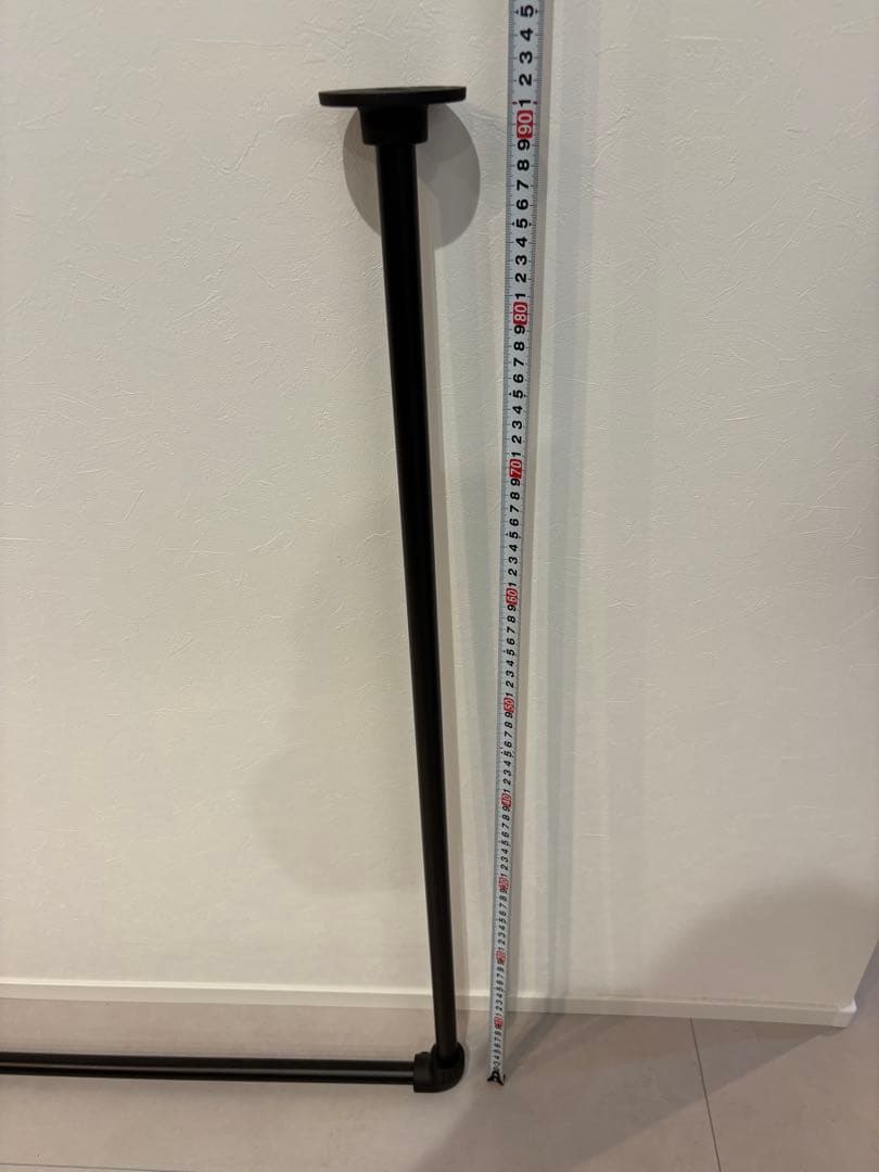 アイアンバー　物干し　アイアンハンガーパイプ　黒色　縦横約90 cm