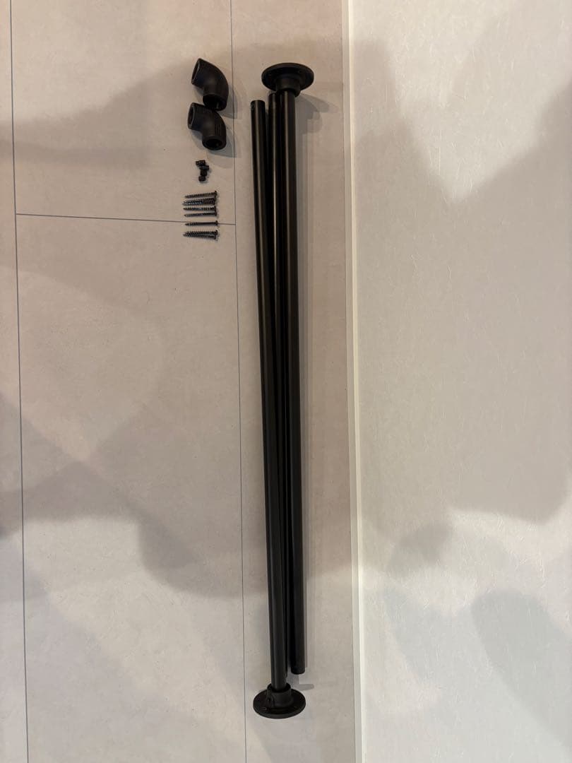 アイアンバー　物干し　アイアンハンガーパイプ　黒色　縦横約90 cm