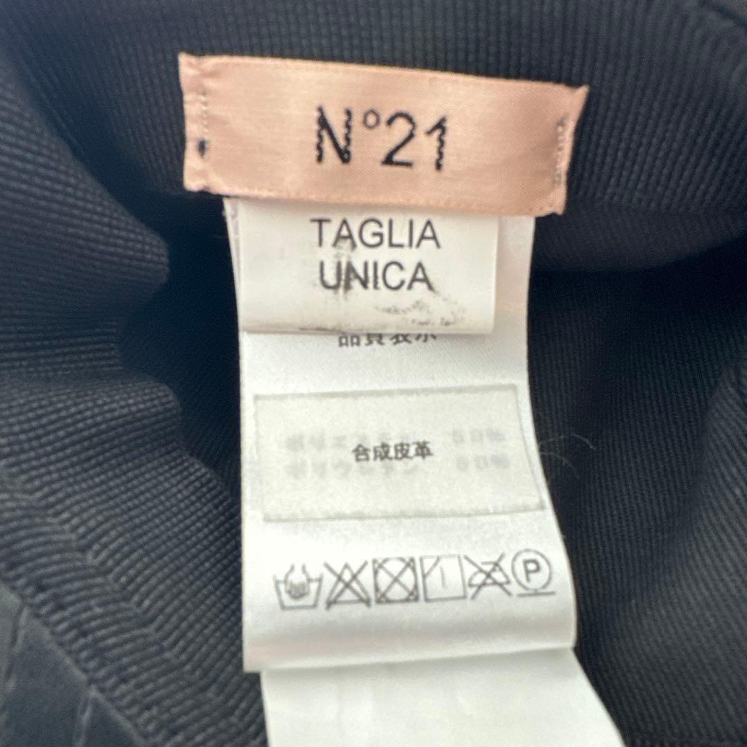 N°21 ブラック レザー風 キャップ