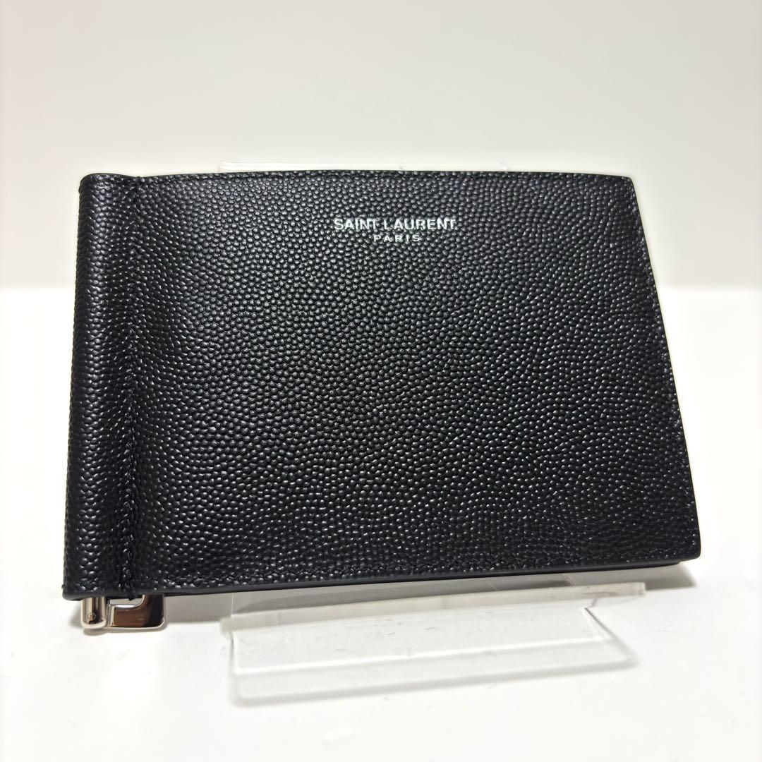322✨極美品✨サンローラン マネークリップ キャビアスキン レザー ブラック