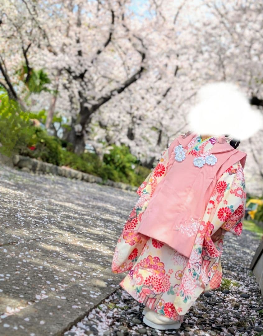 七五三用 花柄ピンク着物