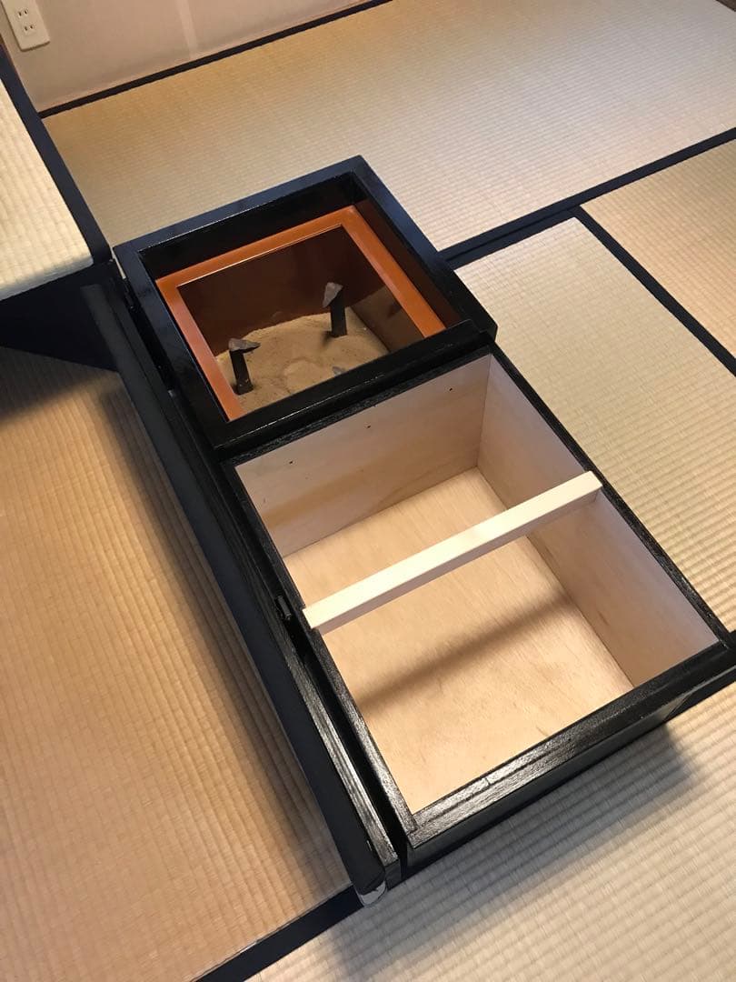楽々茶棚　収納付き道具畳の台と炉壇ボックス、建水台と貴人畳の角の台の4点セット