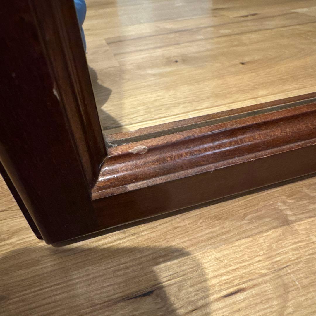 イタリア製 チーク材 ウォールミラー 壁掛け鏡 アンティーク ヴィンテージ