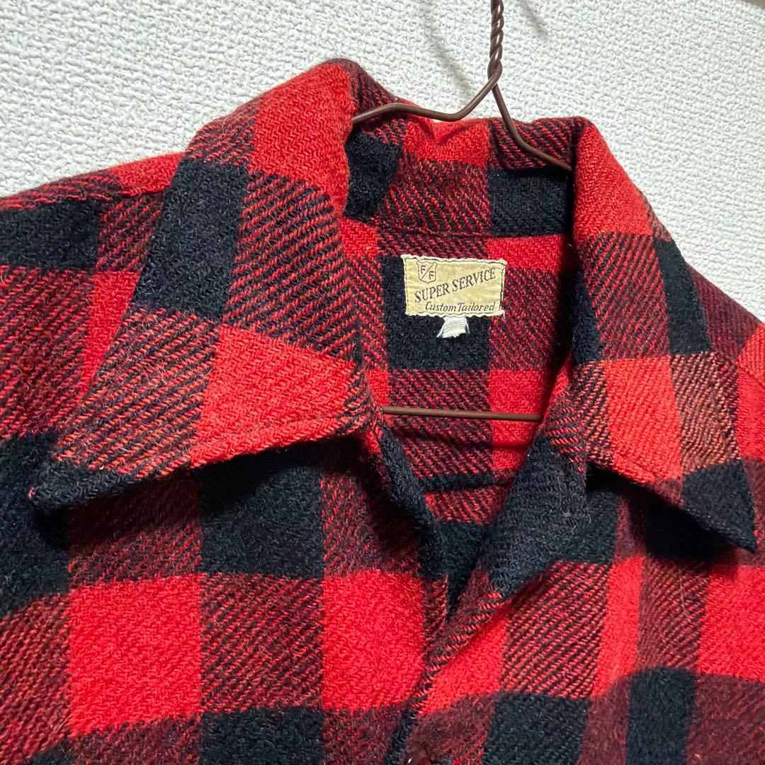 50s ボードシャツ 赤黒バッファローチェック