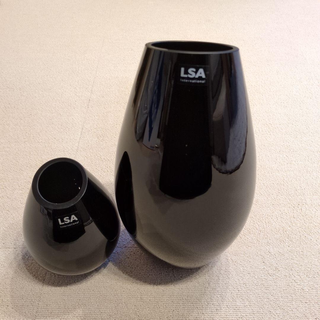 タイムセール‼️新品未使用‼️LSA 黒いガラス花瓶セット 大・小
