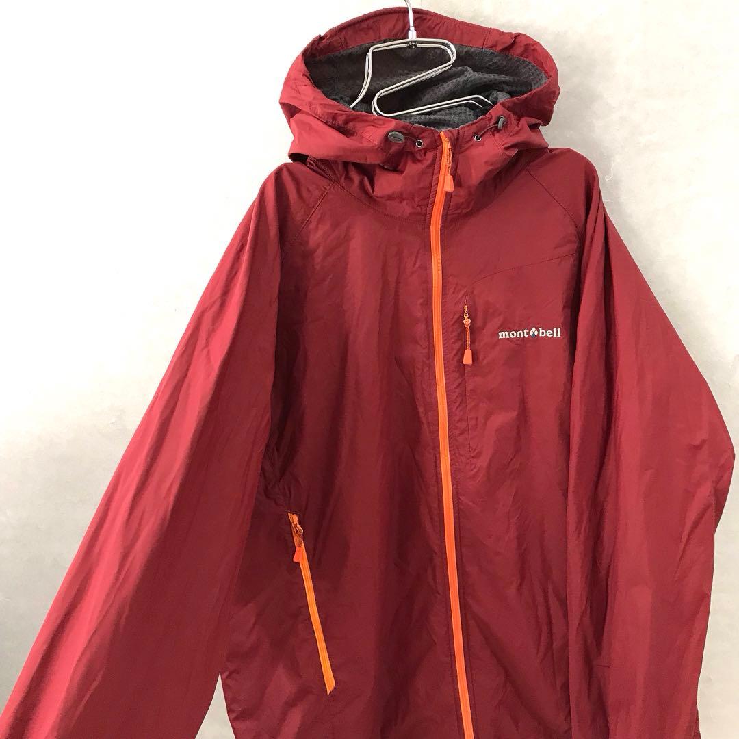 mont-bell ライトシェルパーカー 裏地付き 美品 赤 XL