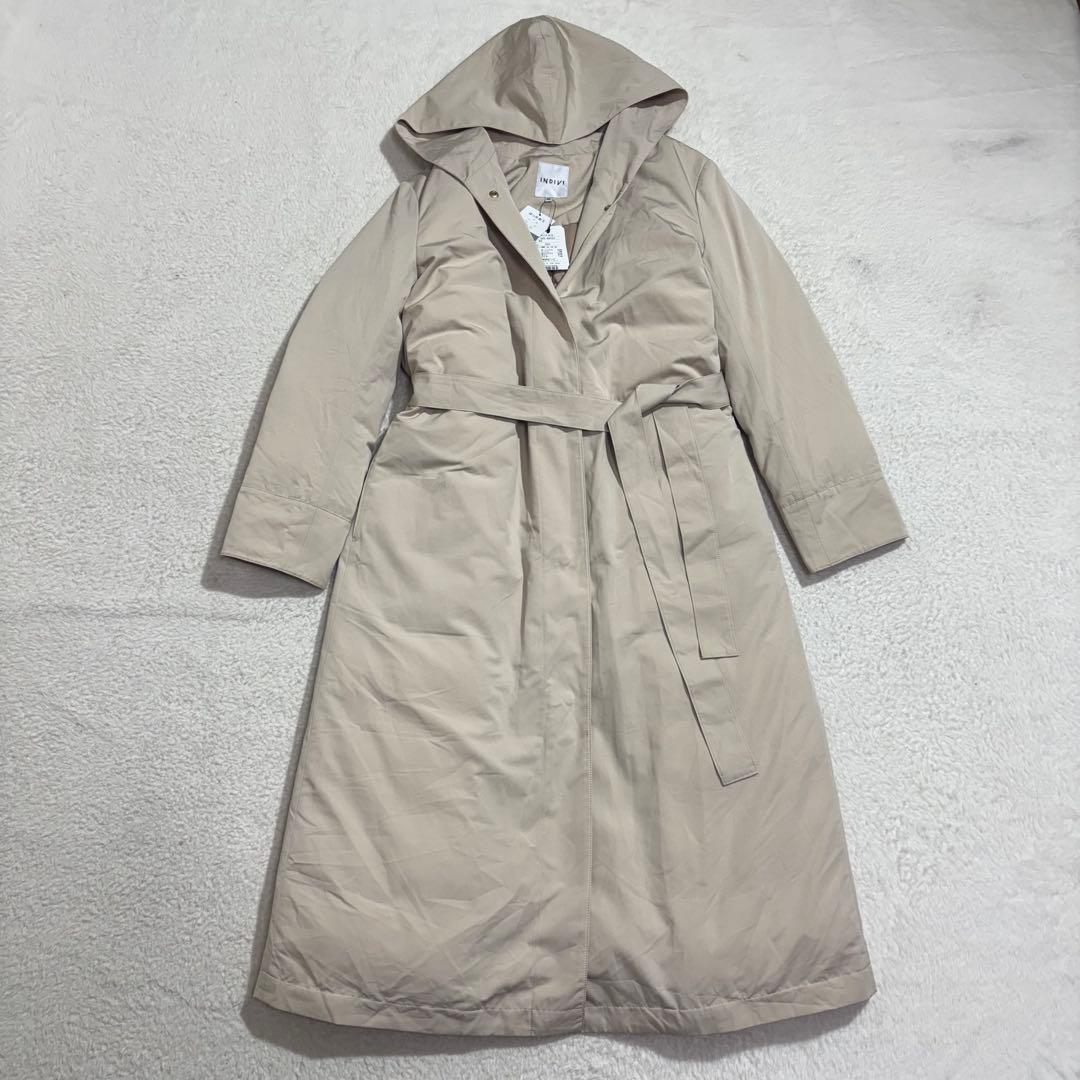 新品未使用　 インディヴィ　ダウンコート　ロング丈　ベルト付き　レディース