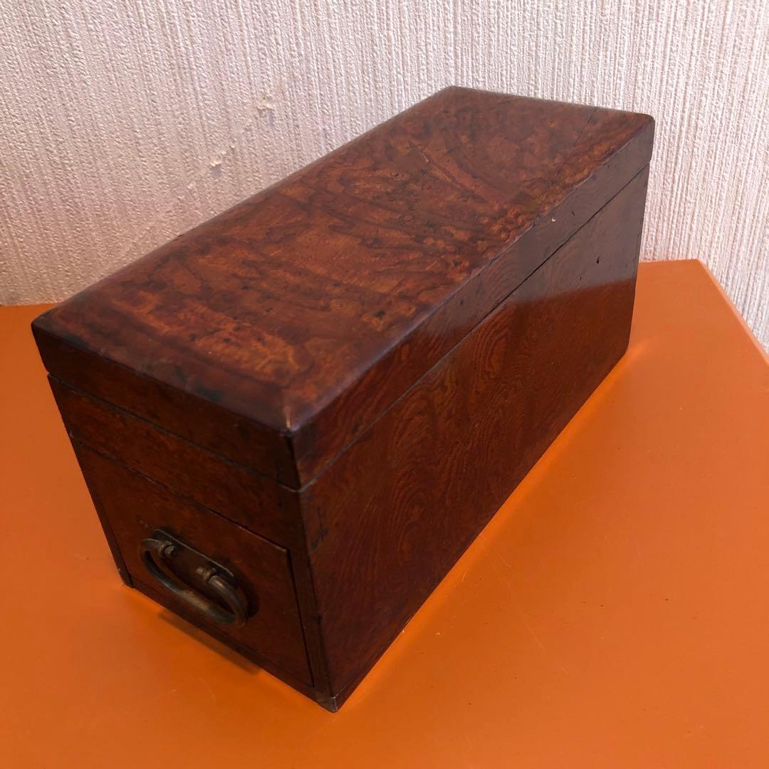 欅玉杢硯箱　　骨董品
