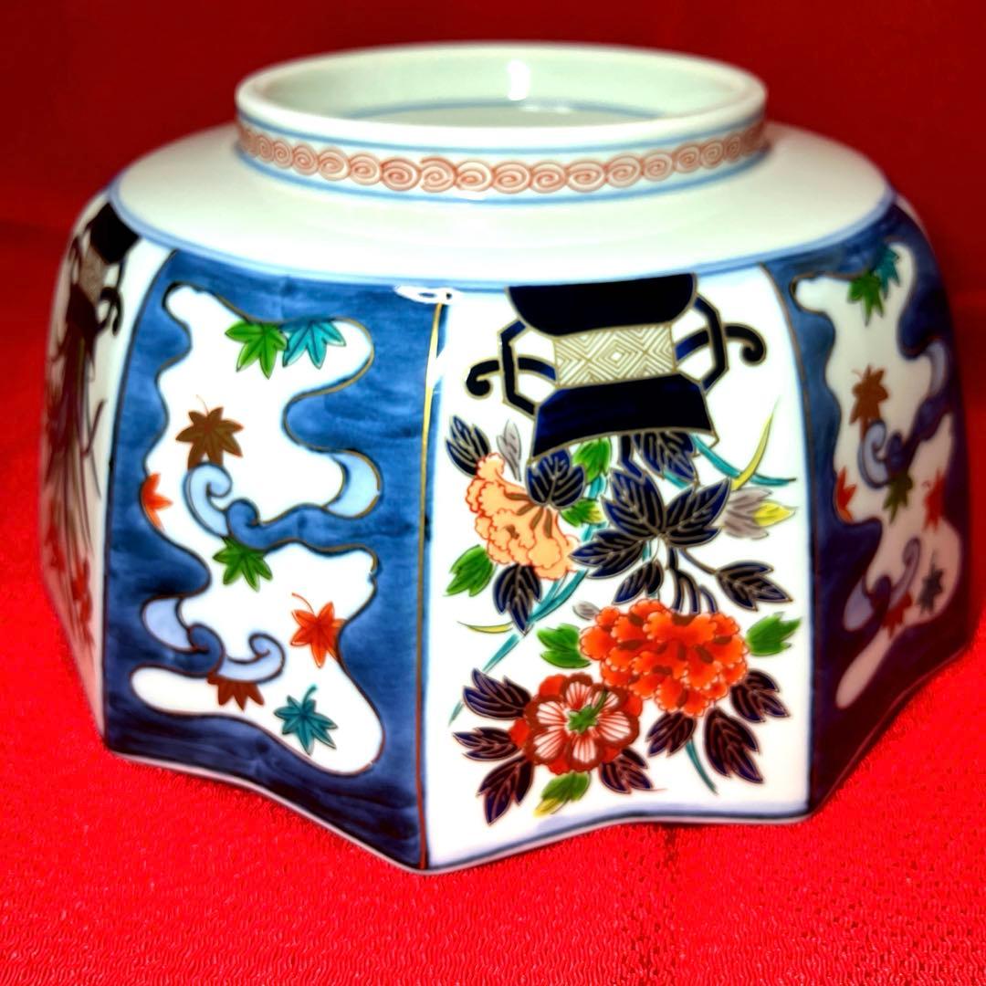 波佐見焼　林九郎窯　金彩剣先鉢　花鳥紋
