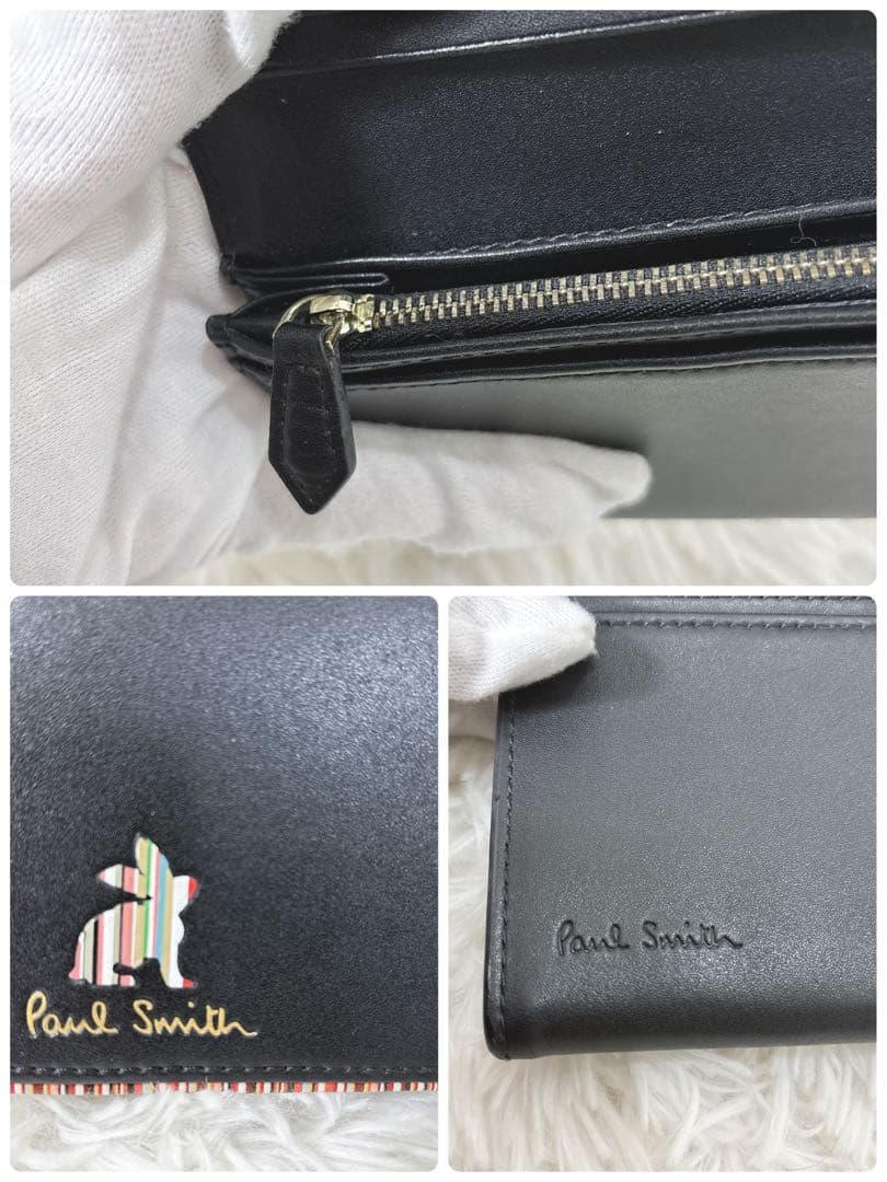 【美品】PaulSmith マーケトリーストライプラビット　折り財布