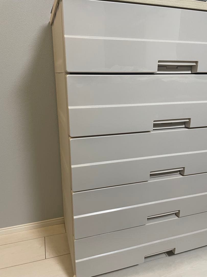 Fits プラス5段チェスト 幅75cmキャスター付きホワイト最終値下げ