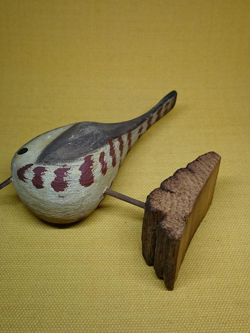 とり　鳥　バード　木彫　手描き　置物　インテリア　工芸品　美術品　A1508