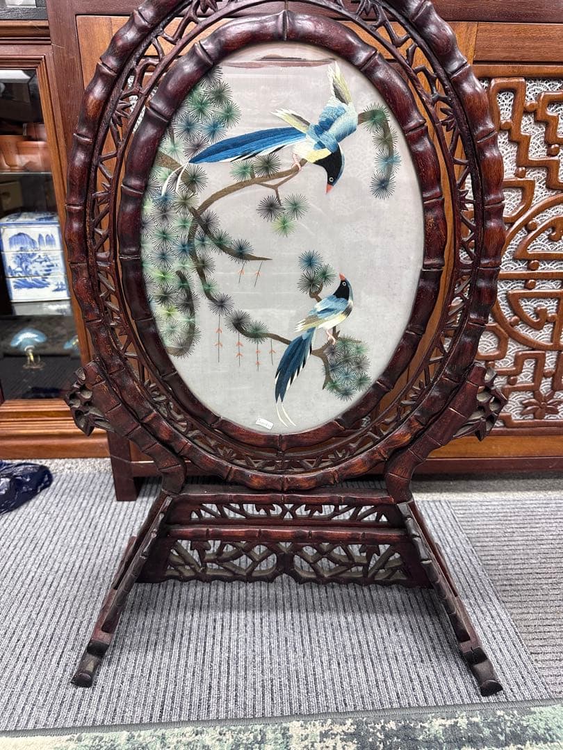 中国，苏绣，置物，鳥の刺繍，両面刺繍 、高級刺繍