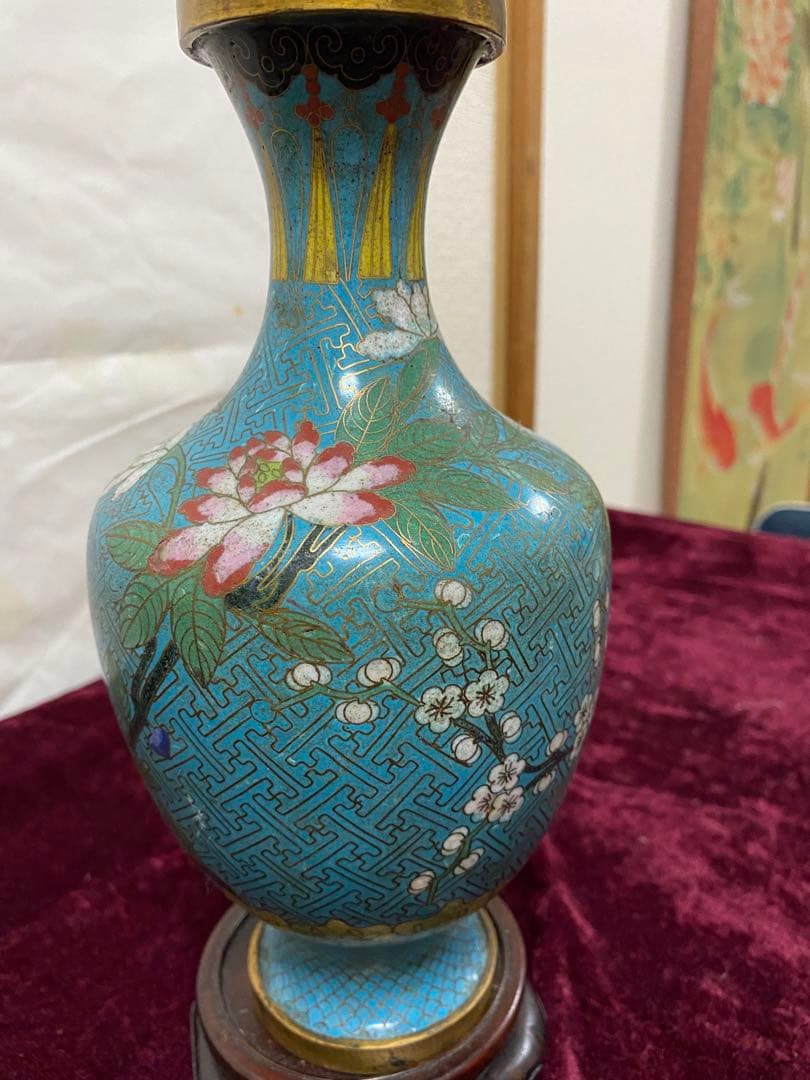 七宝焼　花瓶 唐物 清朝 掐丝珐琅 光緒年製
