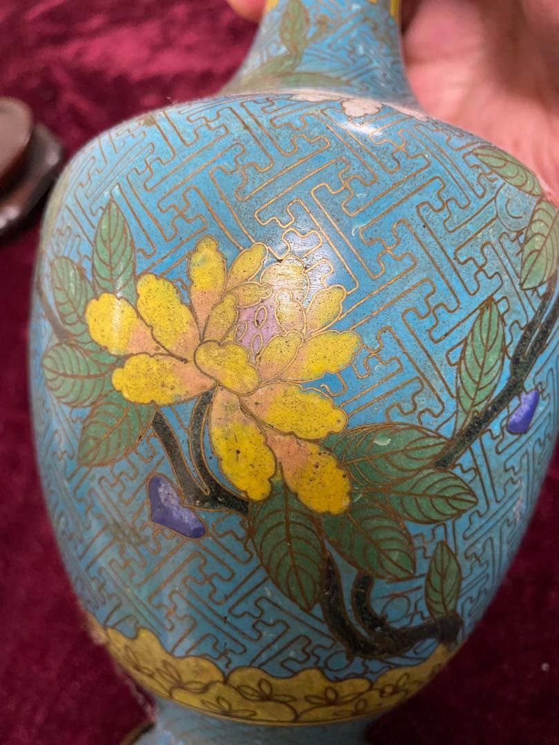 七宝焼　花瓶 唐物 清朝 掐丝珐琅 光緒年製