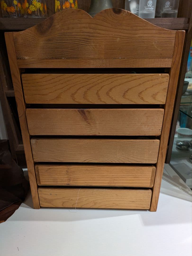 木製 収納棚 5段 ミシン糸収納棚 シェルフ ボビンケース 裁縫棚 ヴィンテージ