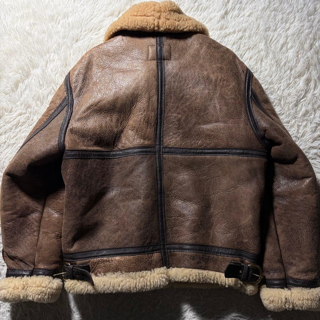 米国製■schott フライトジャケット B-3 羊革　ムートン　ブラウン　38