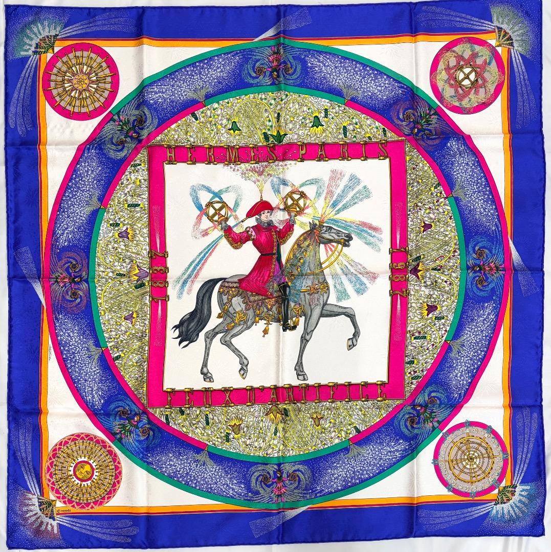 美品　HERMES スカーフ　カレ90 技巧の火Feux d'Artifice