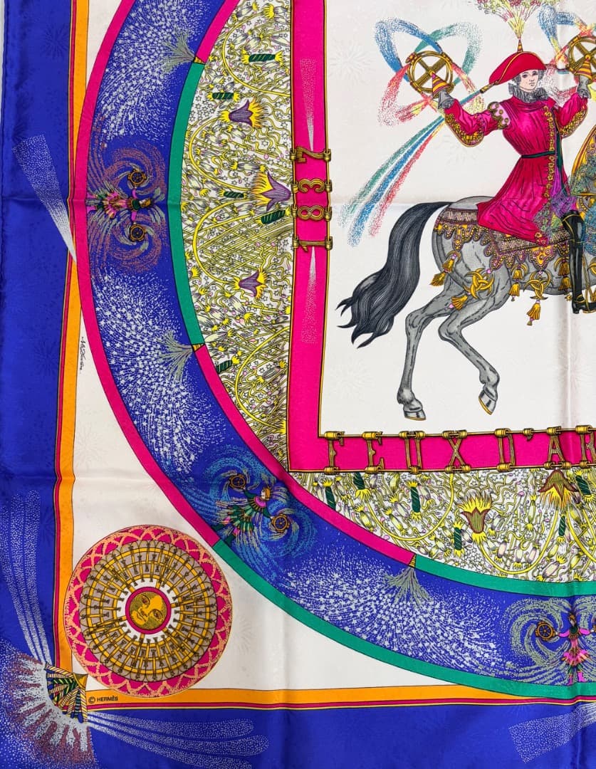美品　HERMES スカーフ　カレ90 技巧の火Feux d'Artifice