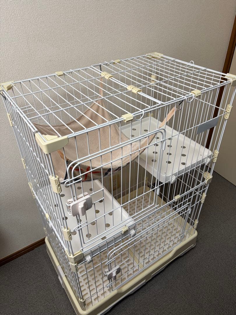 【ヒーター付き】purlove キャットケージ　ハンモック付き　ホワイト