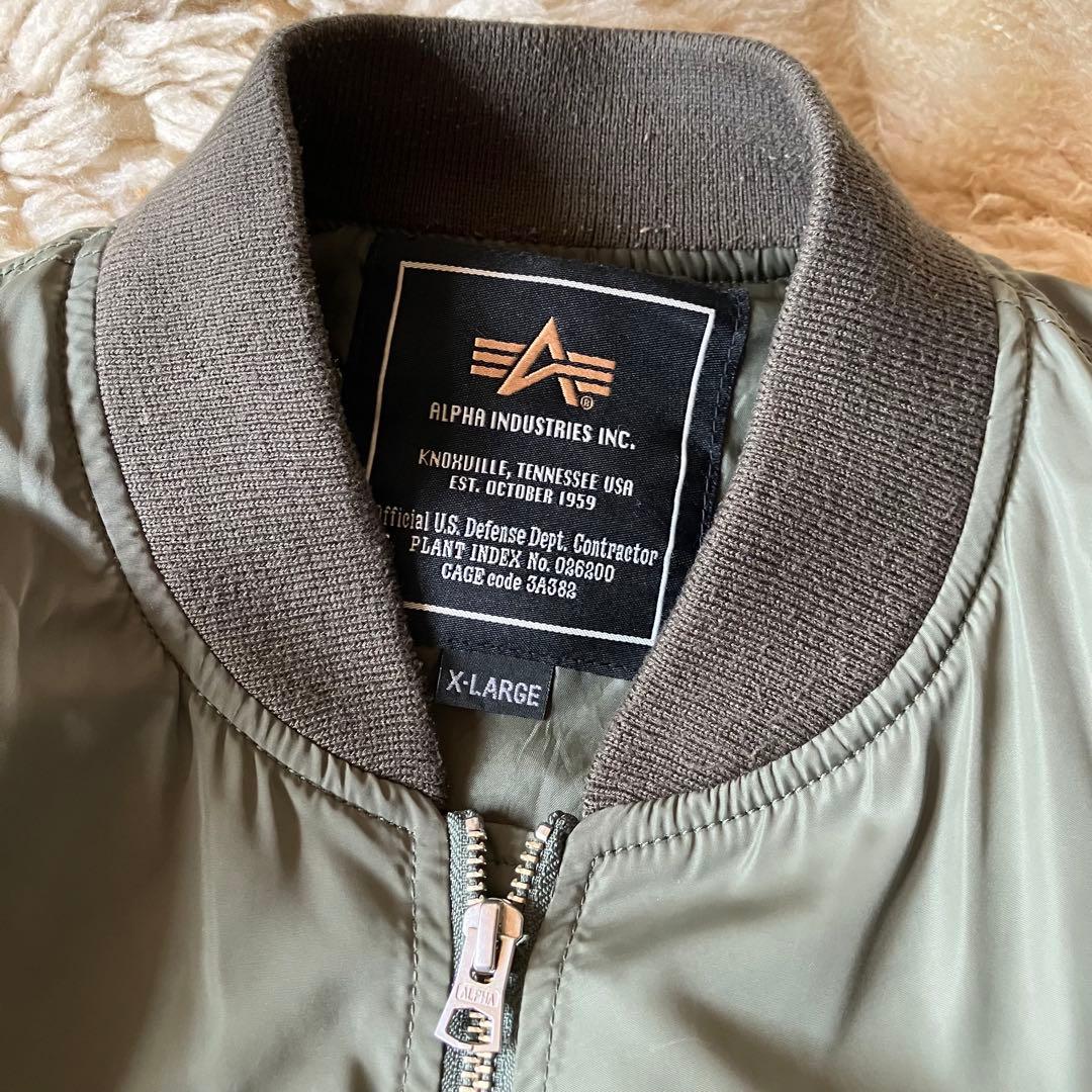 ALPHA MA-1 フライトジャケットリボンXLカーキー　グランパコアY2K