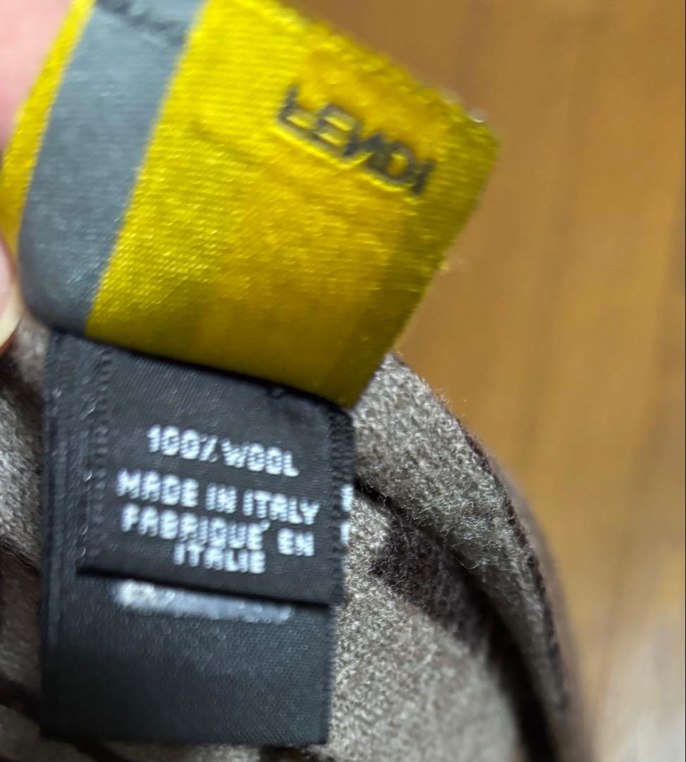 yamajun　Fendi ブラウン系 ロゴ　100%ウールマフラー