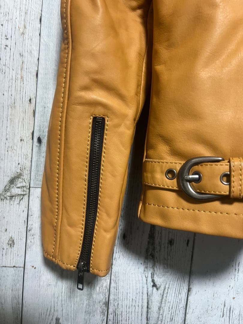 Liugoo Leathers シングルライダース 本革レザー 牛革 ブラウン