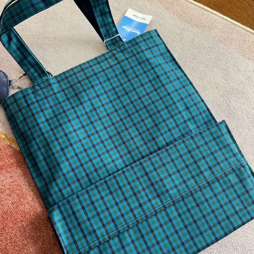 新品タグ付きfamiliar チェック柄トートバッグ チャームファミリアチェック