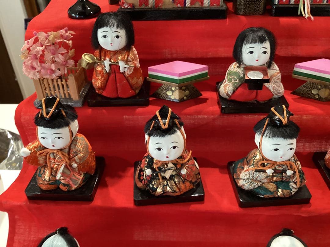 木目込おひな様人形セット5段飾り(ミニサイズ)とおせちと寿司ミニチュア付き